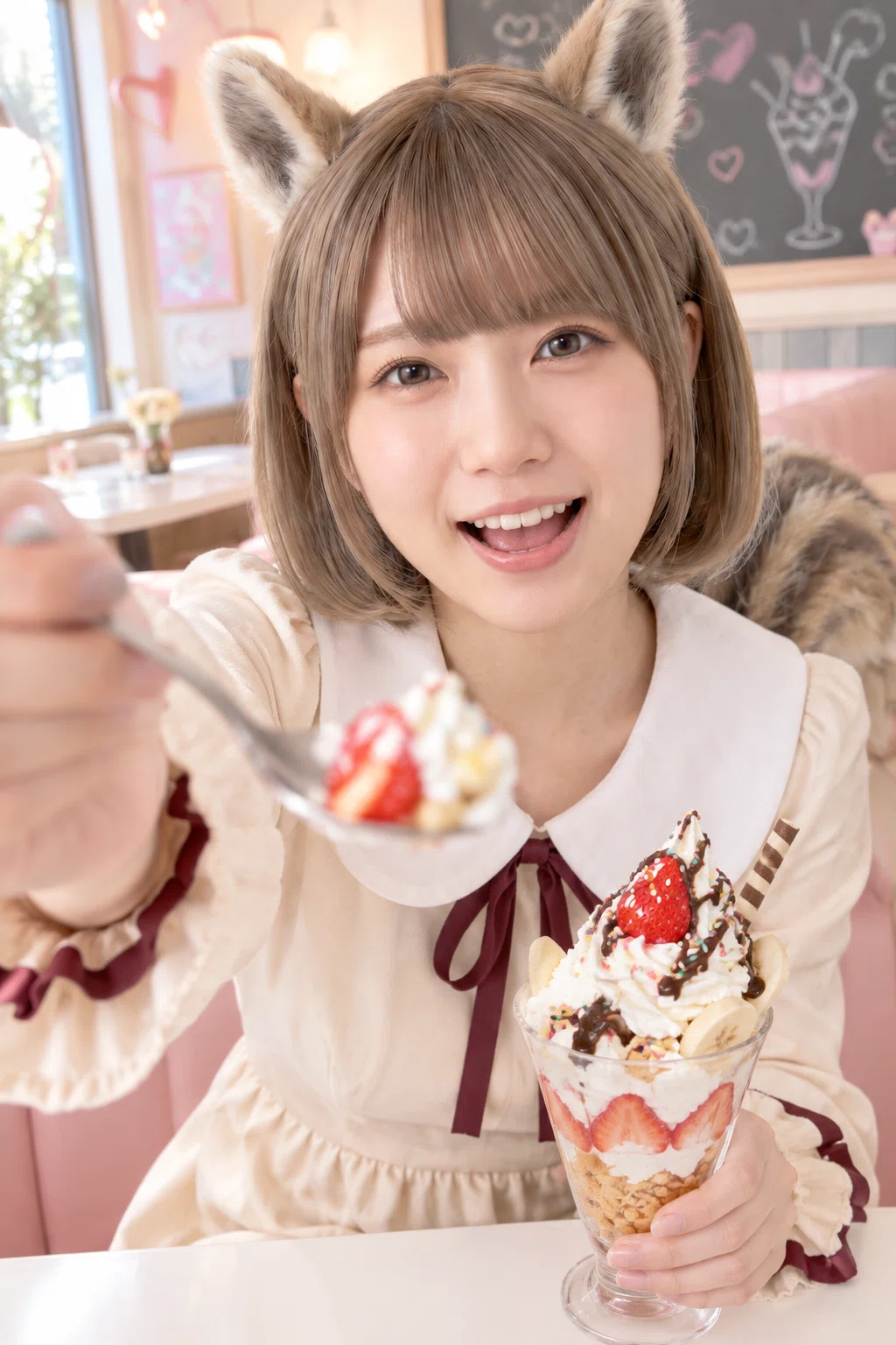 Chipmunk Suzuki Reina, Kana, Yui, tried eating parfaits & 