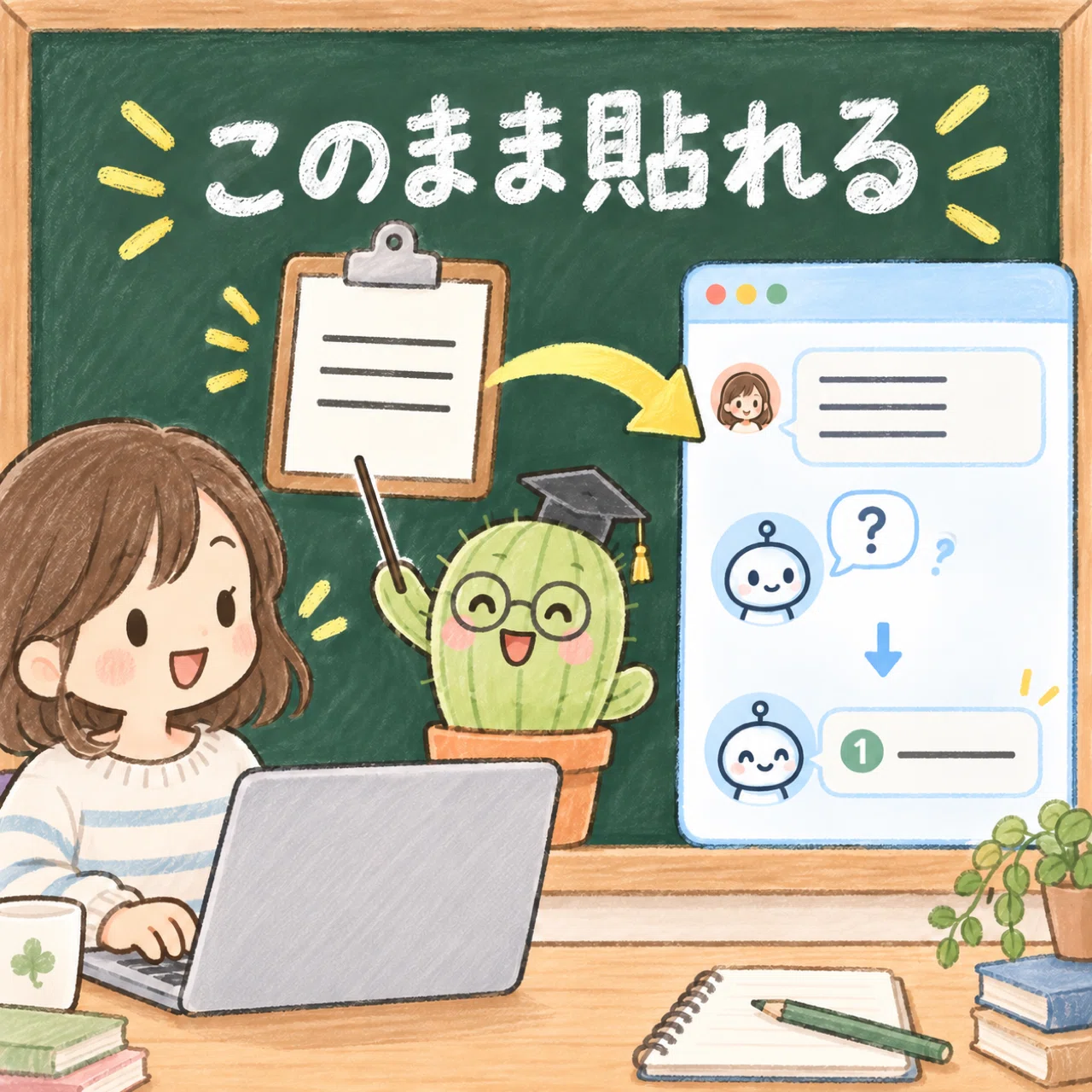 AIへ3行を渡して確認してもらう場面