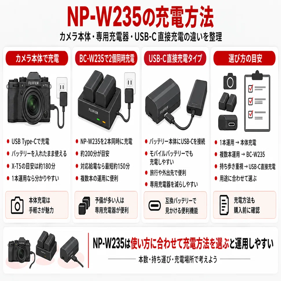 NP-W235バッテリーおすすめ4選｜純正・互換の違いと対応機種・充電方法