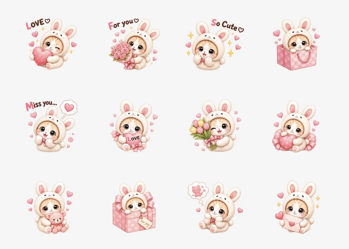 🐰Deliver cute feelings | Usanyan's Heart-Filled! 🩷 New LINE Stickers ...