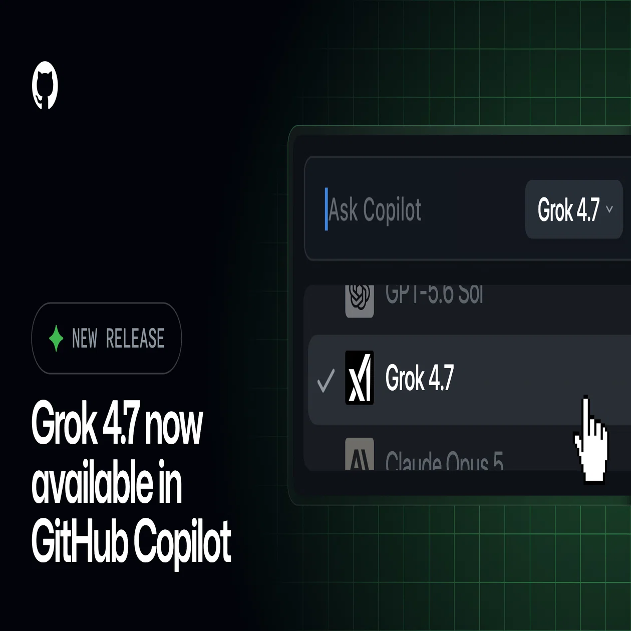 🔧 GitHub｜Copilotに「Grok 4.7」搭載、エージェント型コーディングが