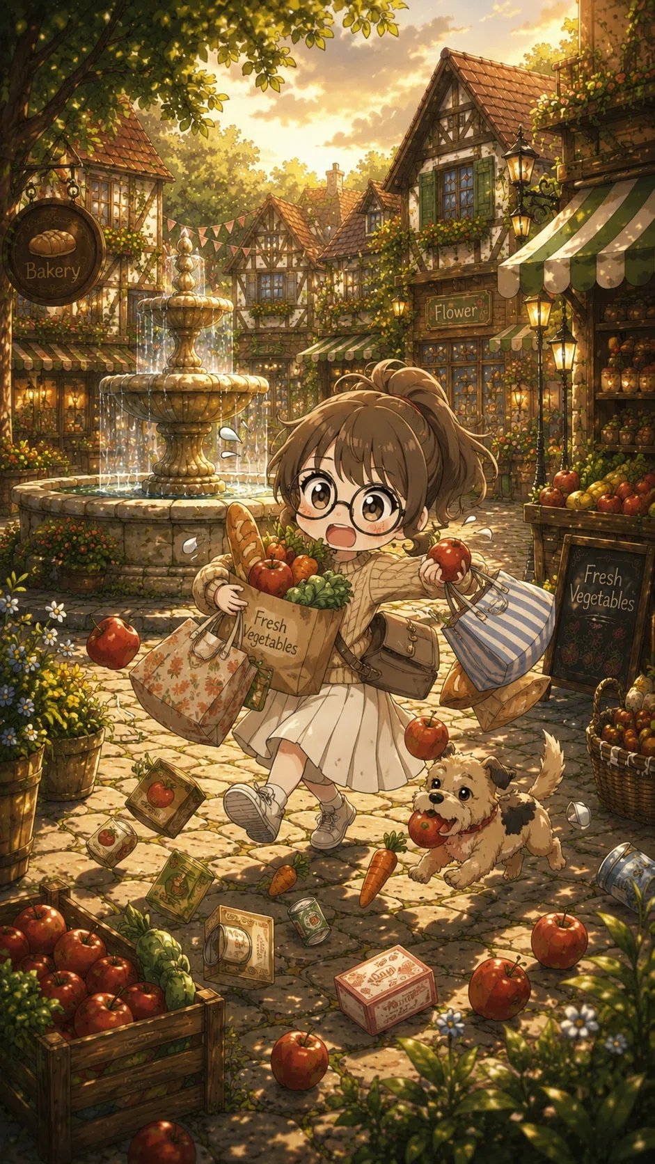 暮らしの森｜迷子とうさぎの巾着袋深い｜LaLaLa