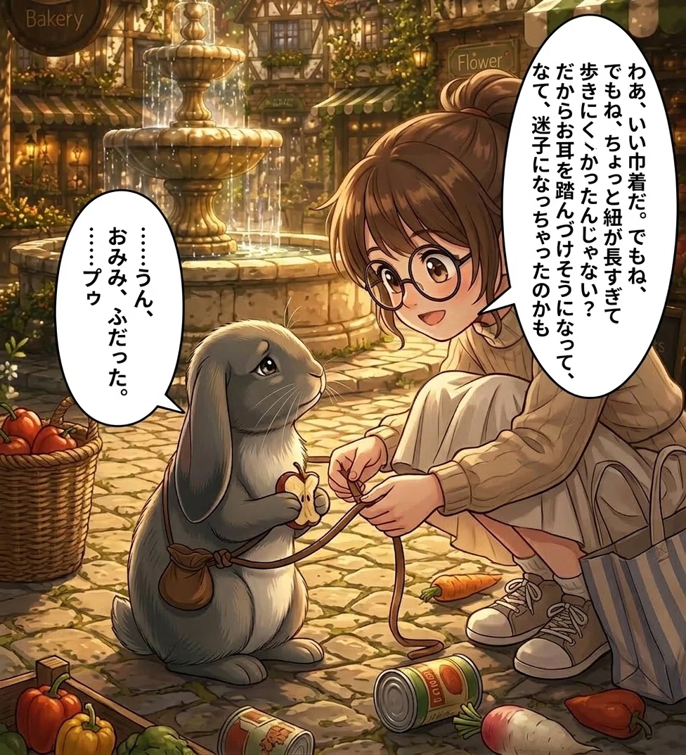 暮らしの森｜迷子とうさぎの巾着袋深い｜LaLaLa