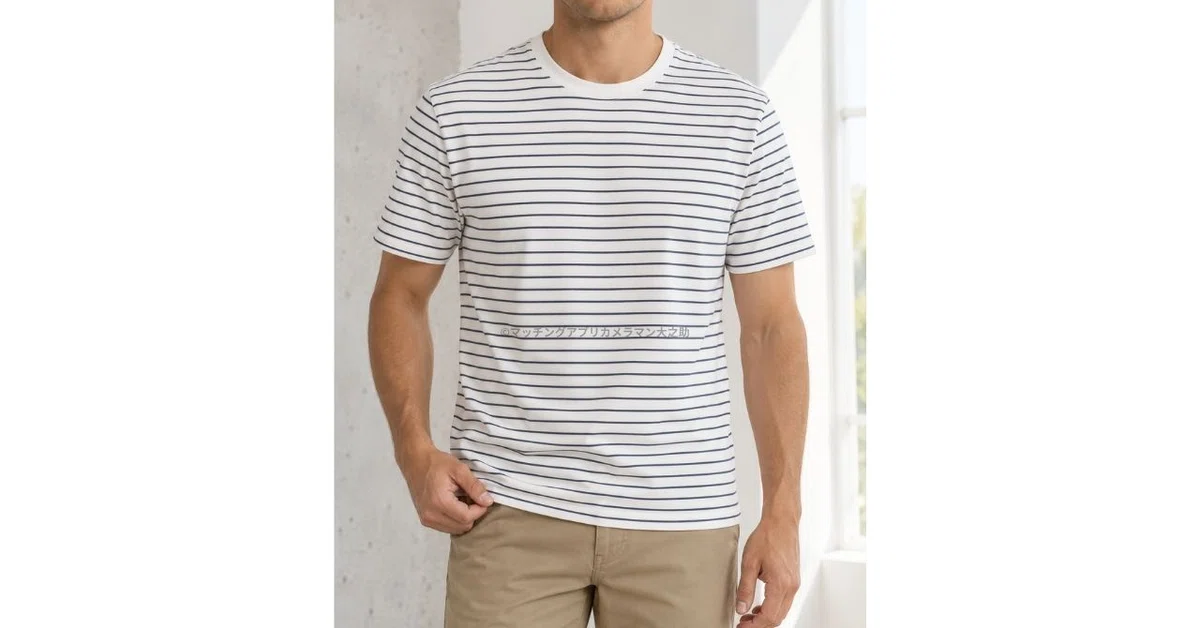 マッチングアプリ写真でカジュアルに見えやすいボーダーTシャツの男性服装例