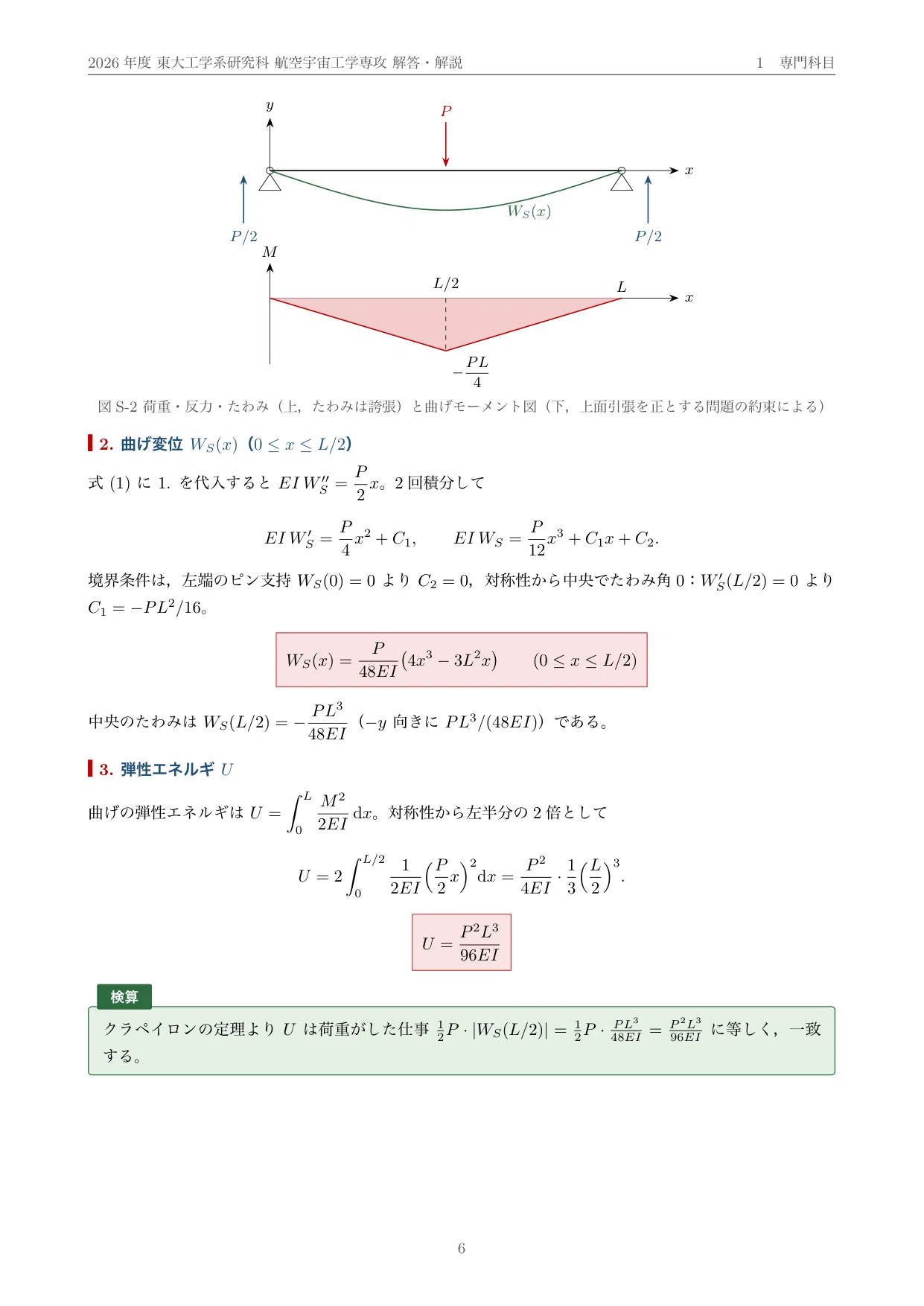 院試過去問】2026年度 東京大学 工学系研究科 航空宇宙工学専攻 解答