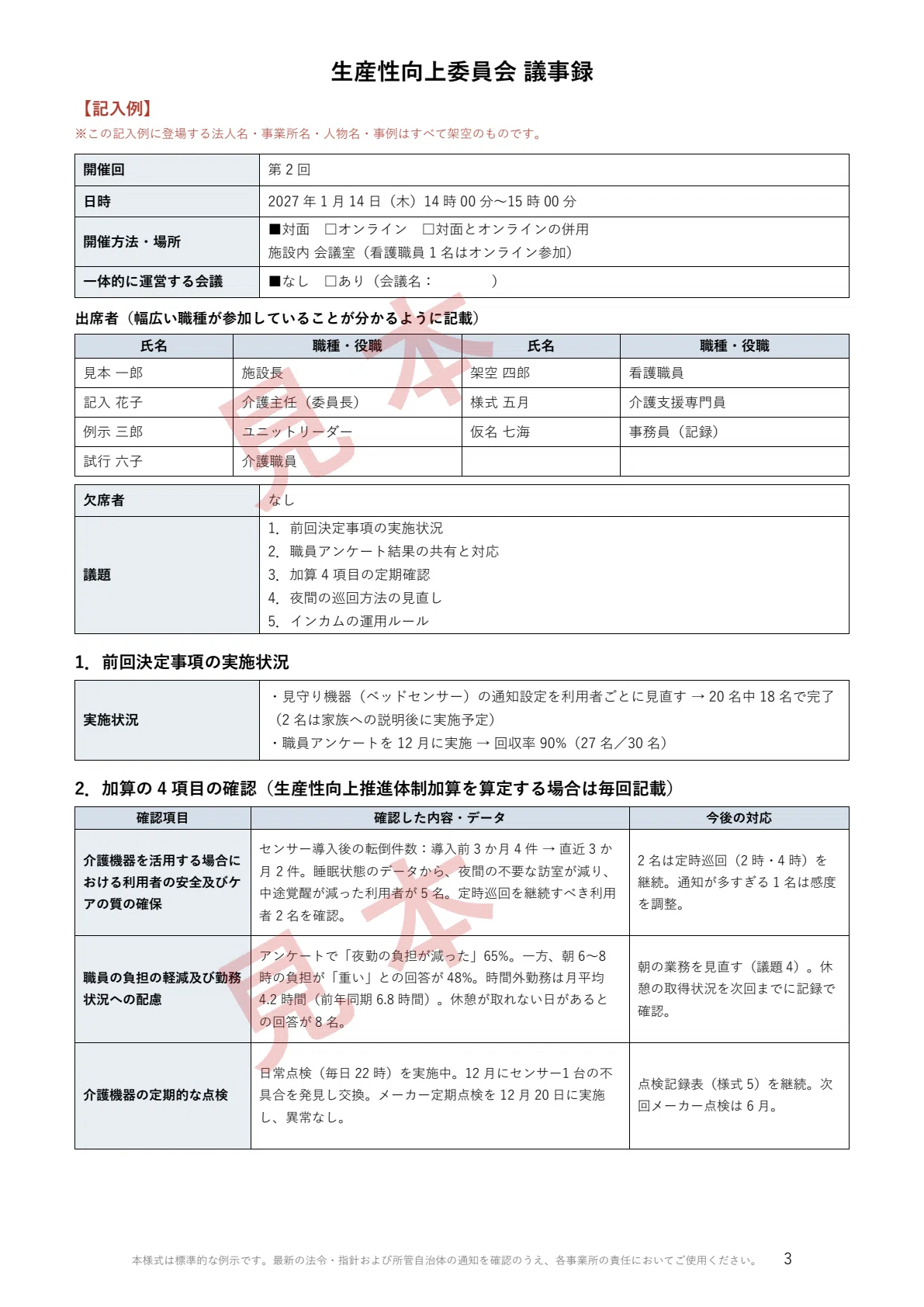 [For Nursing Care Facilities] Productivity Improvement Committee ...