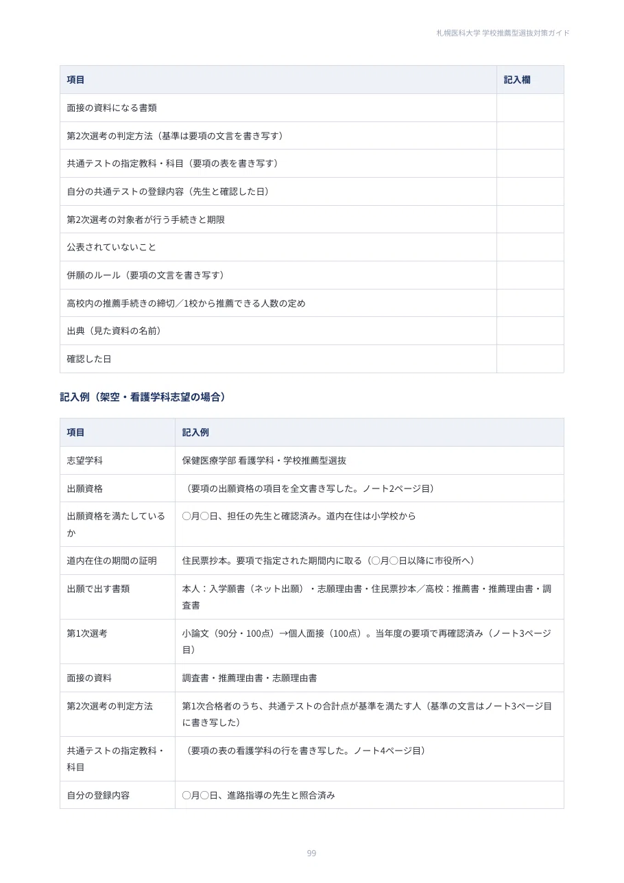[Sapporo Medical University] School Recommendation Selection ...