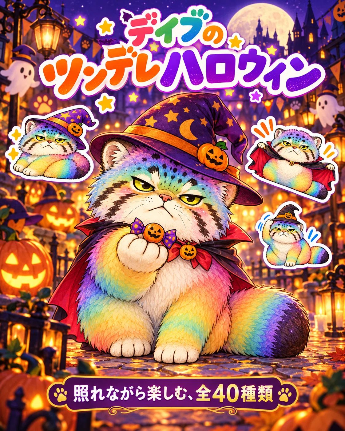 LINEスタンプ】虹色マヌルネコ・デイブの「ツンデレハロウィン