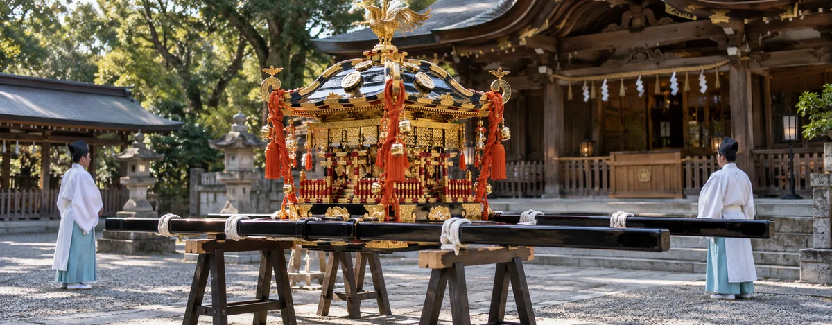 祭礼で担がれる装飾された神輿