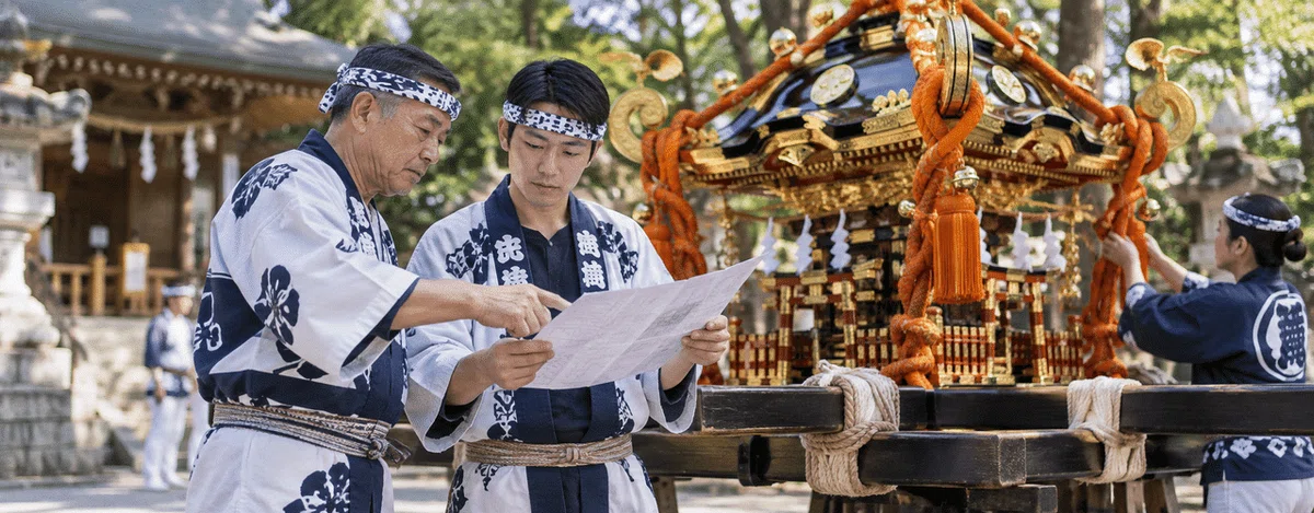 安全に神輿を担ぐ人々