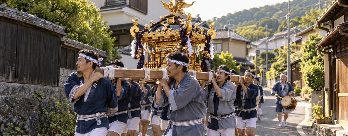 初めて神輿を担ぐ人々
