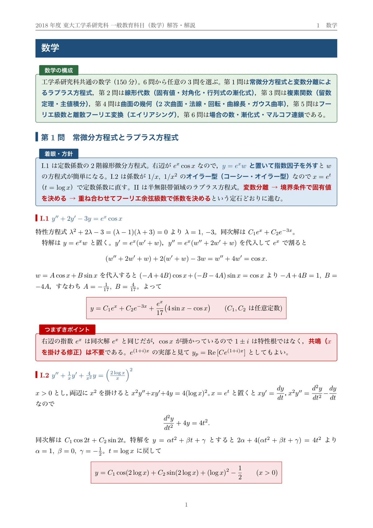 [Graduate School Entrance Exam Past Papers] 2018 University of Tokyo ...