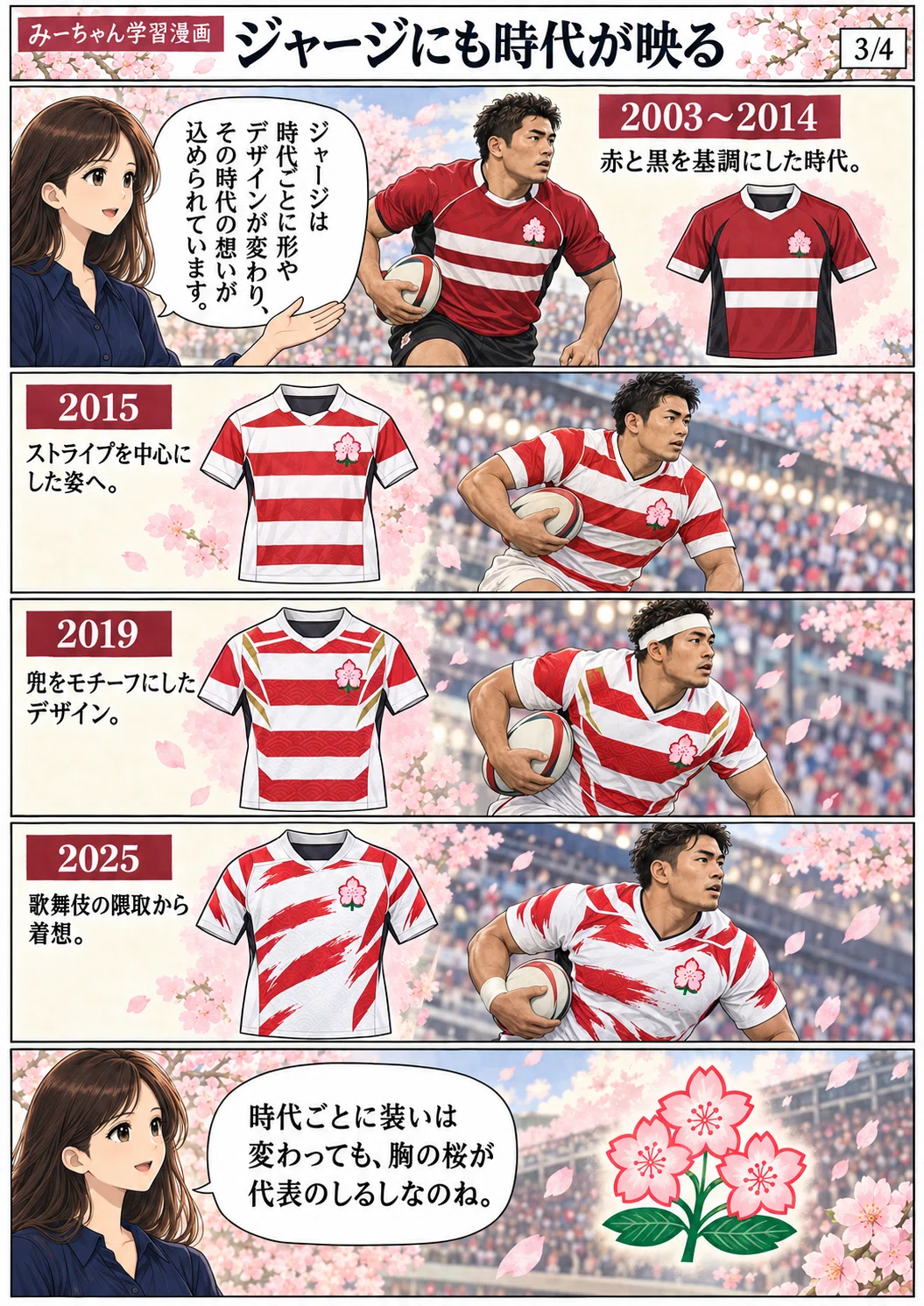 学習漫画編】みーちゃんに訊く〜ラグビー日本代表のジャージとさくら