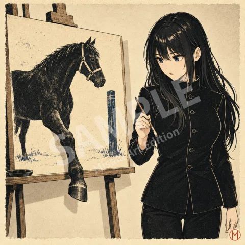 抜け馬｜Misaki Art Edition・絵から出てきた黒い馬｜Misaki Art Edition