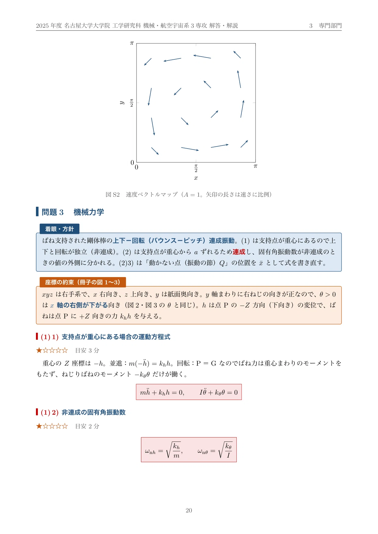 名古屋大学 院試 機械・航空 2025年度入試 過去問 解答・解説｜名大
