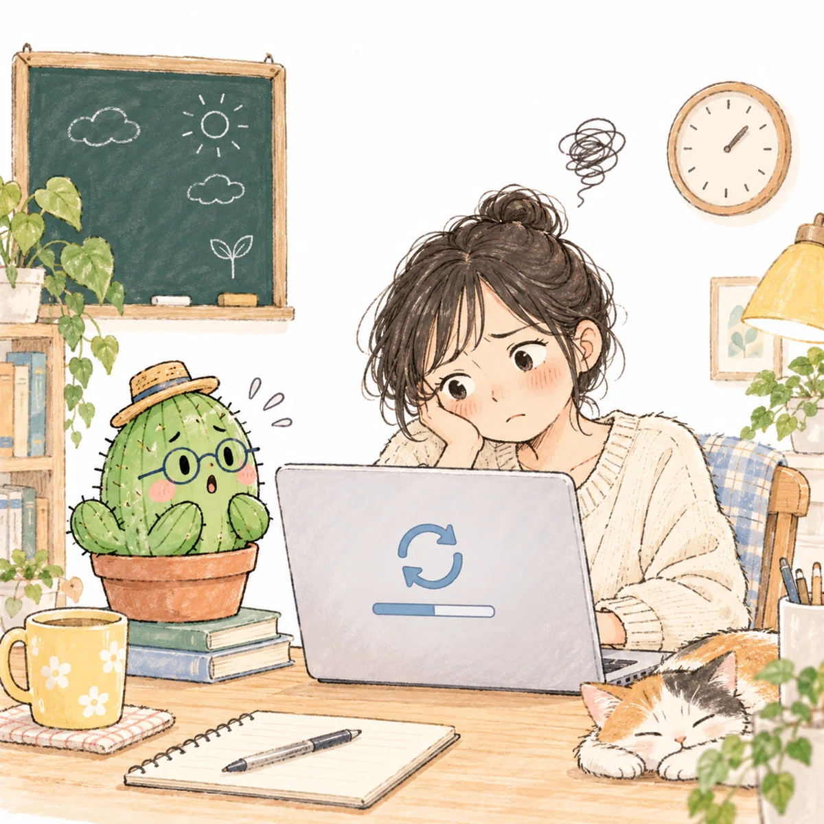 更新中の表示を見て困っているMac利用者
