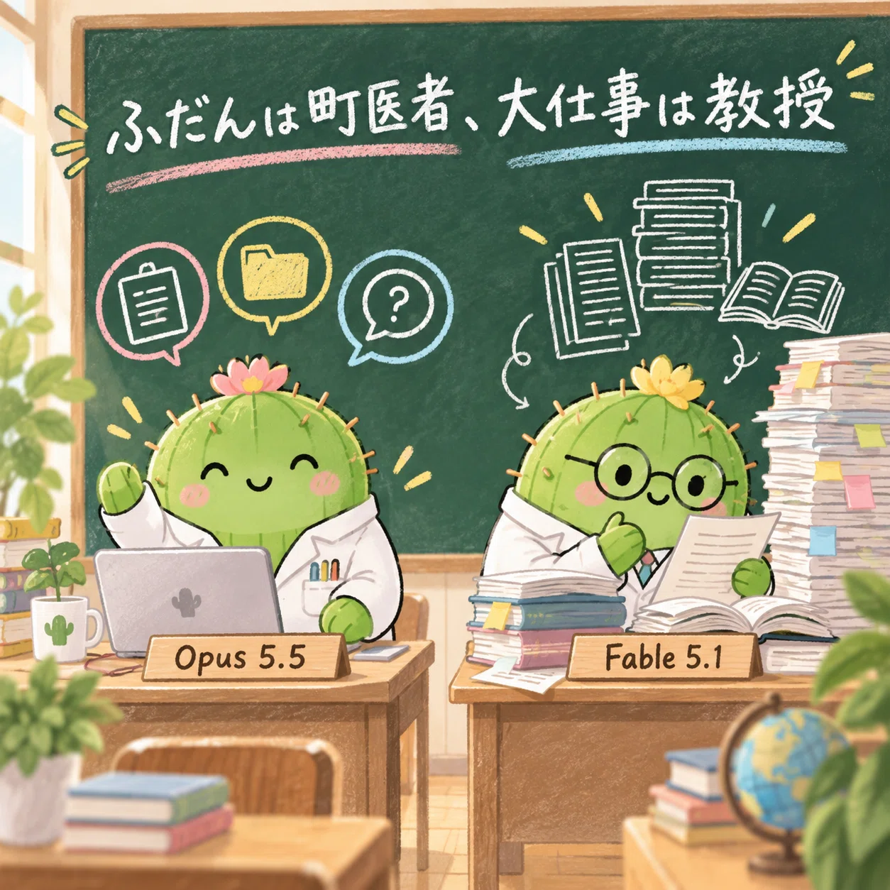 Opus 5.5は町のお医者さん、Fable 5.1は大学病院の教授というたとえ