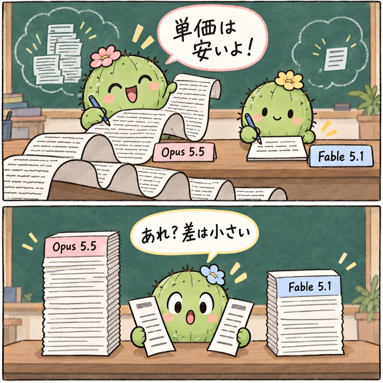 1文字あたり安くても、長い答えなら1回あたりの差は縮む