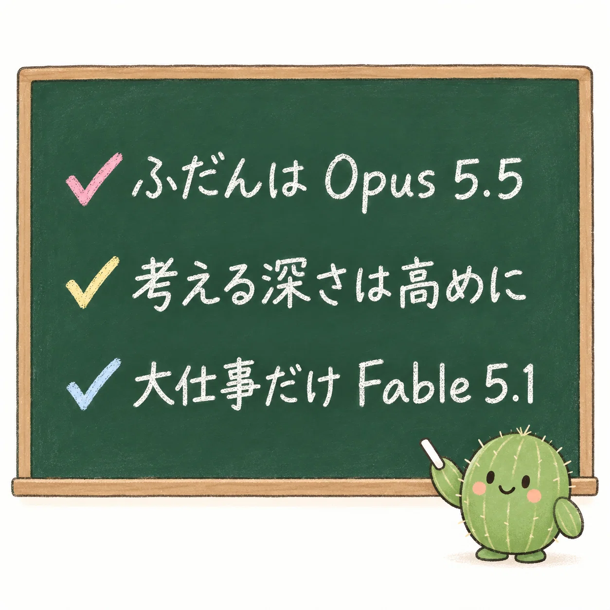 ふだんはOpus、考える深さを高めに、大仕事だけFable