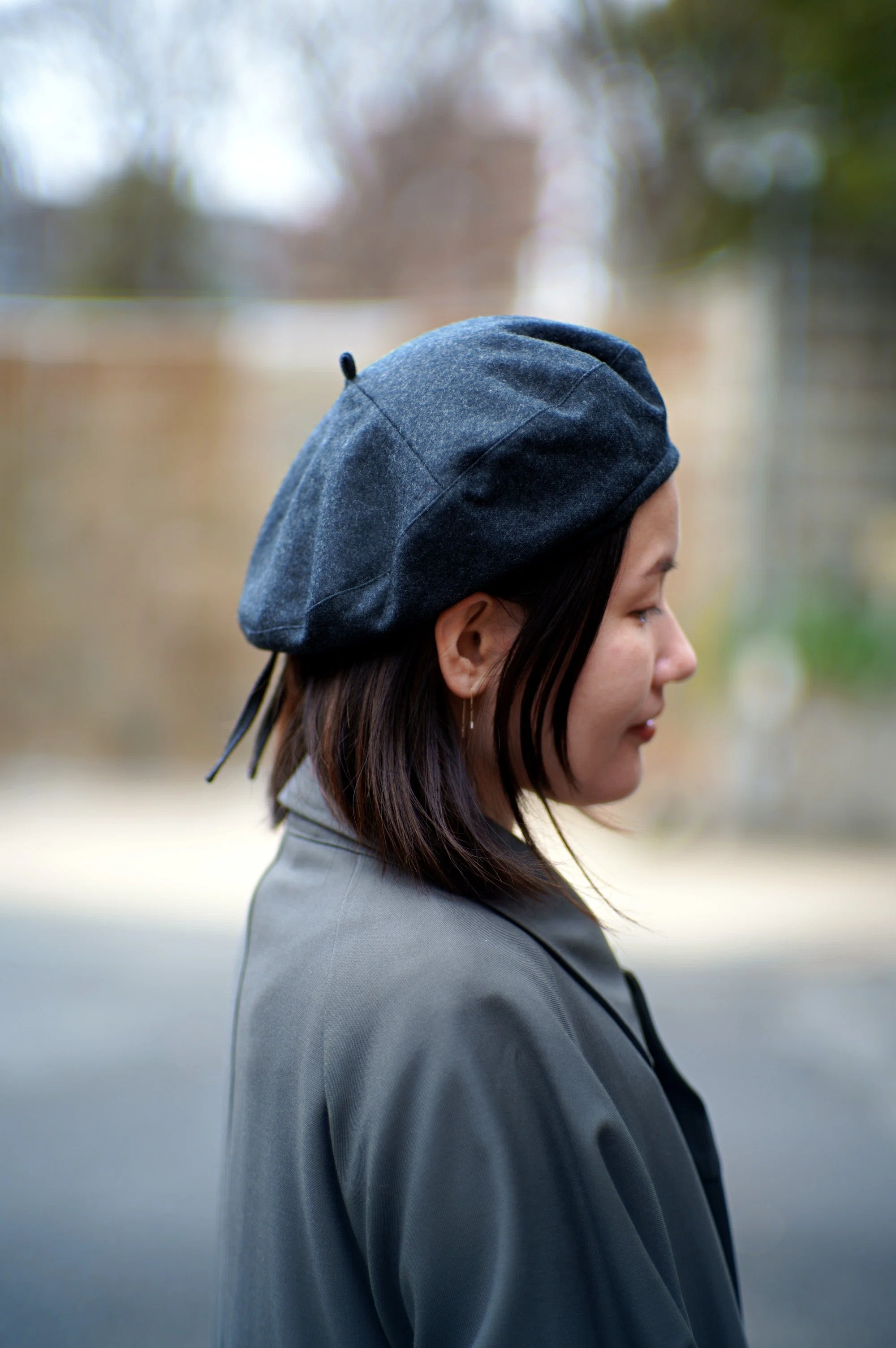 Cauda ベレー帽 ブラック コットンリネン　【ほぼ新品】　59cm 10年越しの、ベレー帽｜衣服標本家：長谷川