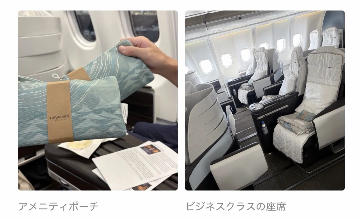 ハワイアン航空のビジネスクラスでハワイへ。往復で乗ってみた