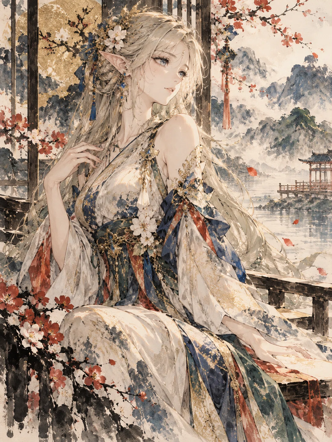 美少女イラスト㉟美少女エルフ：芸術の秋｜かんべい Mk-Ⅰ
