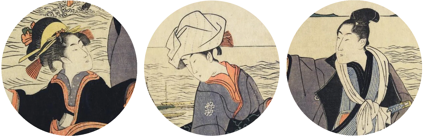 大正12年 百人一首 共箱付き 富士絵 骨董品 時代物 コレクション 印刷物 大英博物館展出品作㊹初代歌川豊国《江の島詣》寛政11-12年（1799-1800