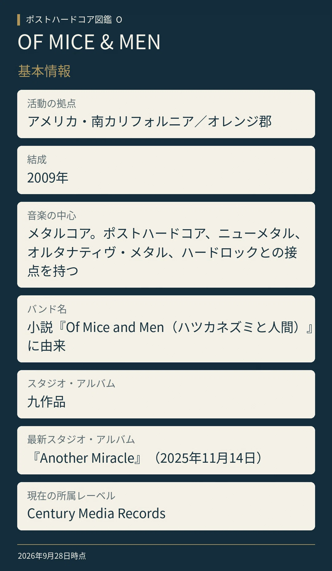 Of Mice & Men【ポストハードコアバンド図鑑 O】｜楽曲解説君