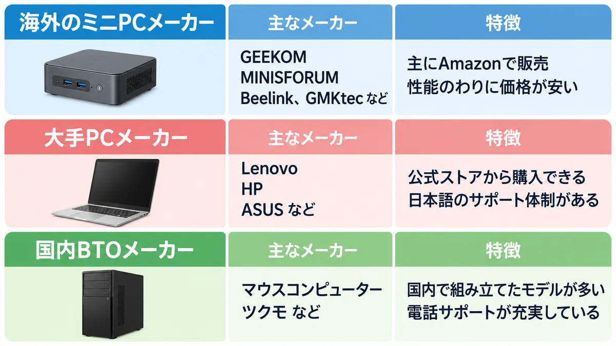 ミニPCはどこのメーカーがいい？3タイプで選び方を整理｜まる@パソコン