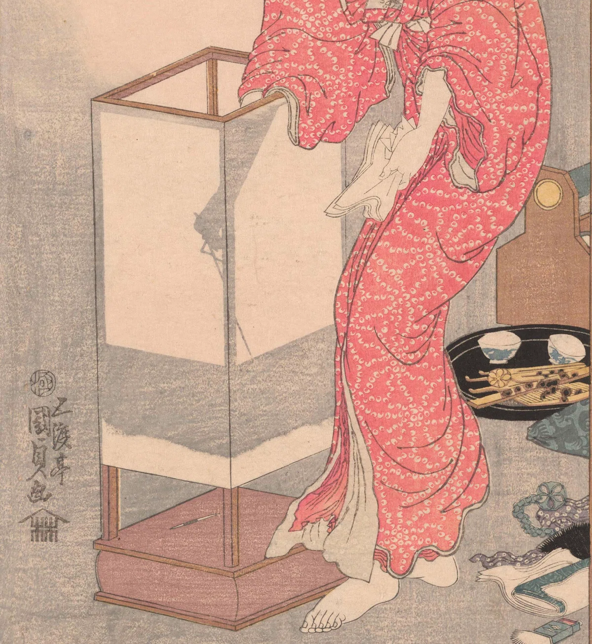 大英博物館展出品作㊻歌川国貞《星の霜当世風俗 行燈》文政元年-3年