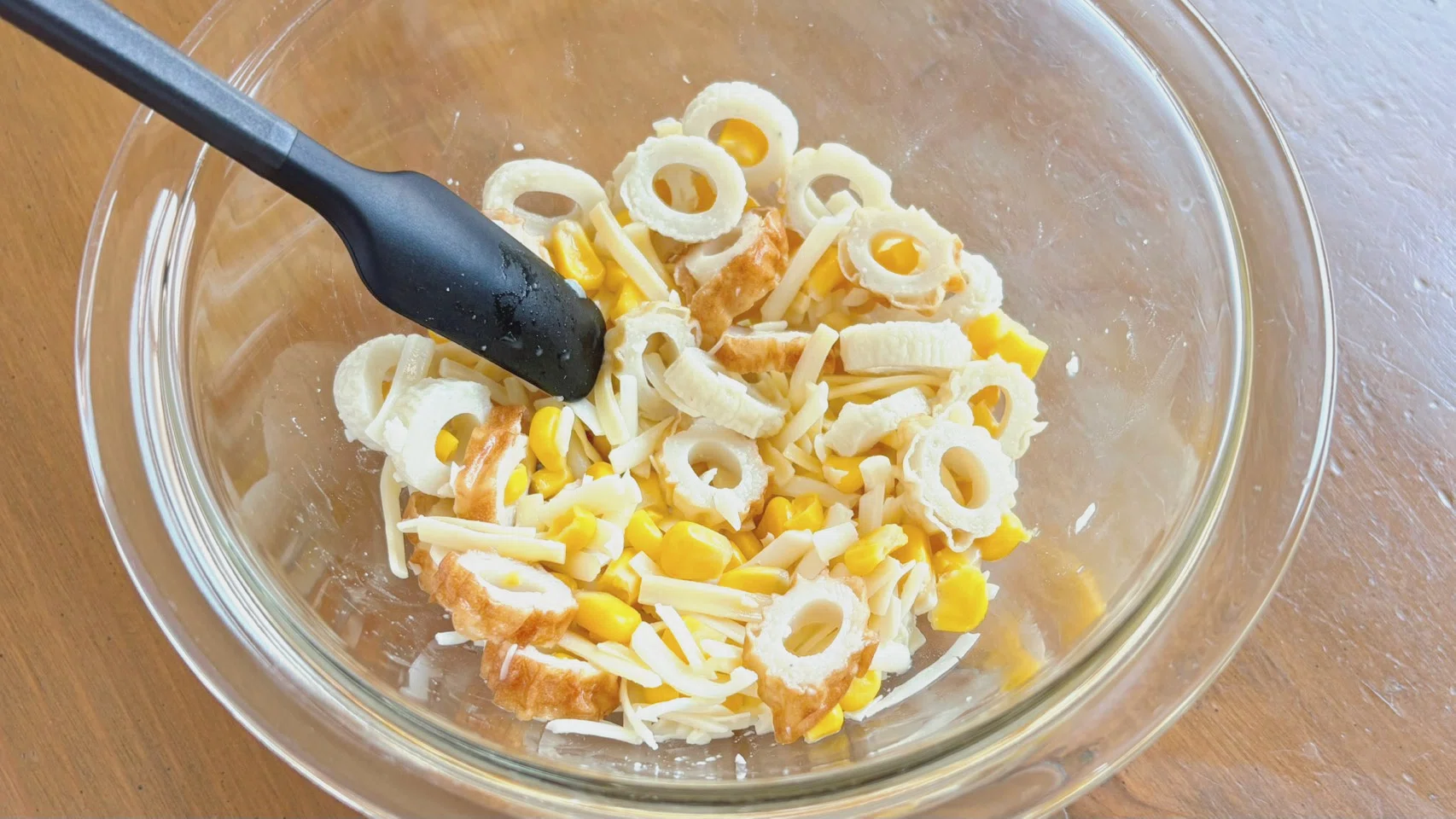 Mix chikuwa and corn, then microwave. A super easy meal for one using a ...