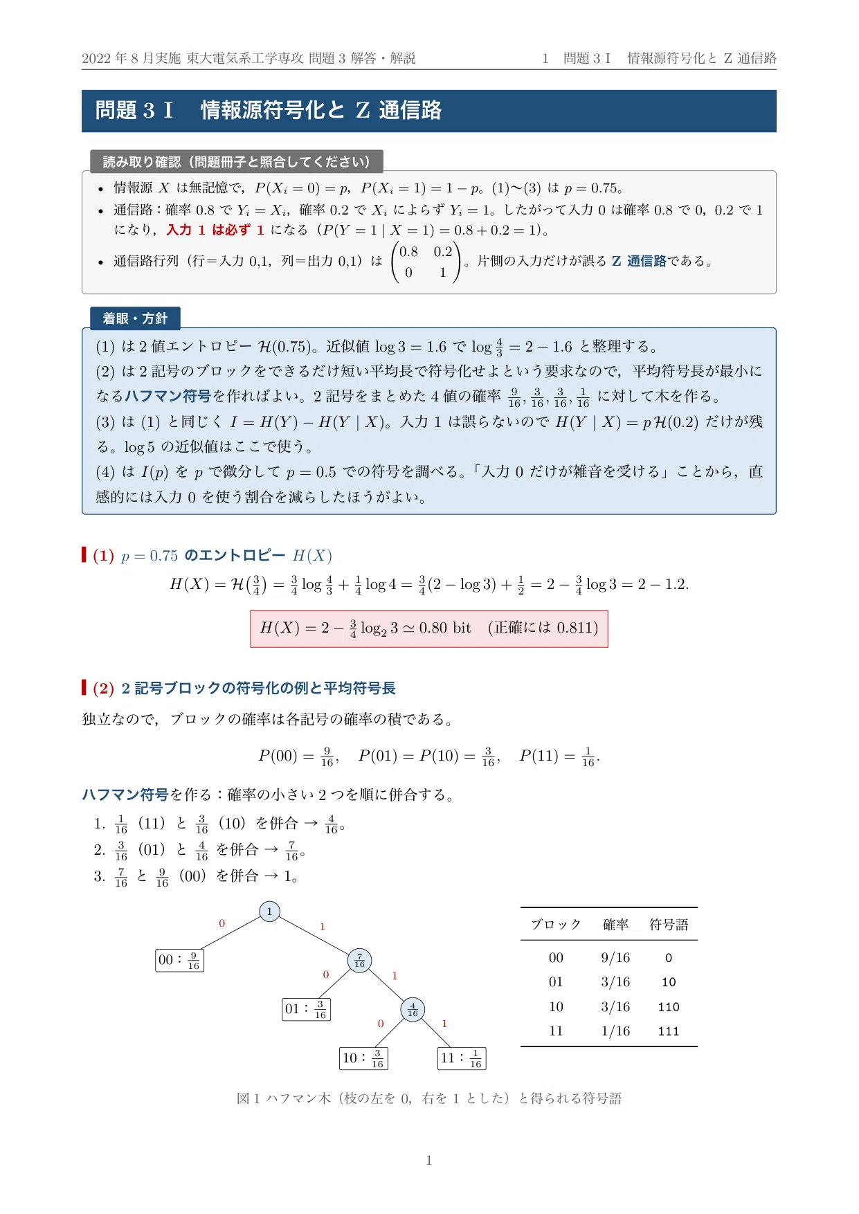 院試過去問】2022年度実施 東京大学 電気系工学専攻「情報工学I」解答