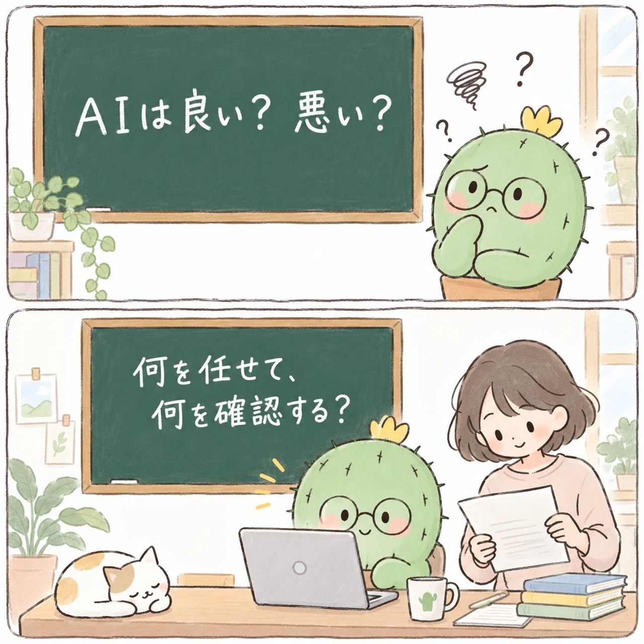 AIが良いか悪いかから具体的な付き合い方へ問いを変える漫画