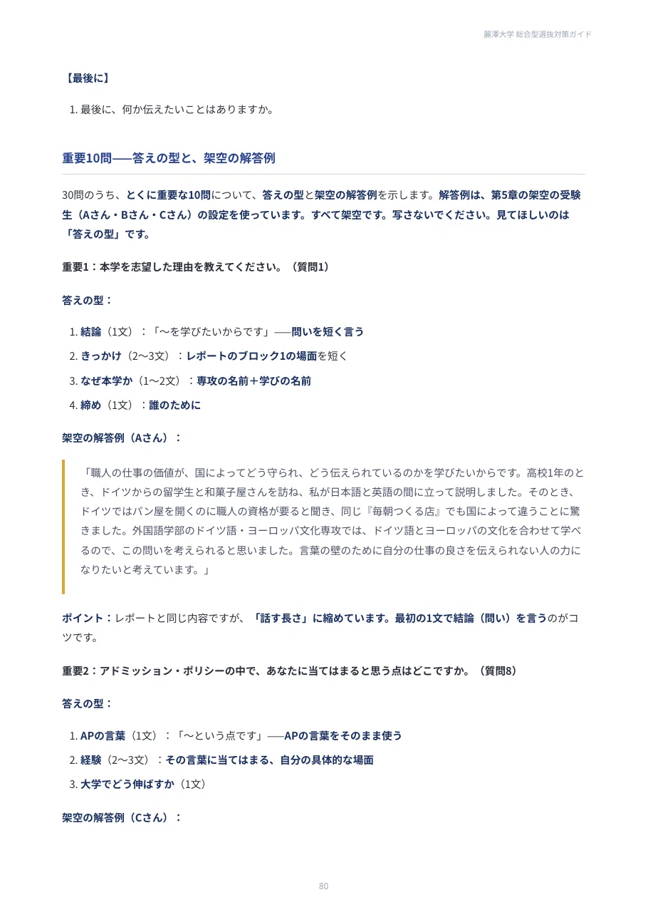 [Reitaku University] Comprehensive Selection Preparation Guide (112 ...