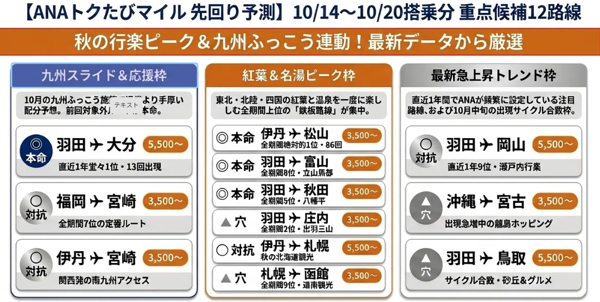 [ANA Tokutabi Mile Advance Prediction] For flights from 10/14 to 10/20 ...