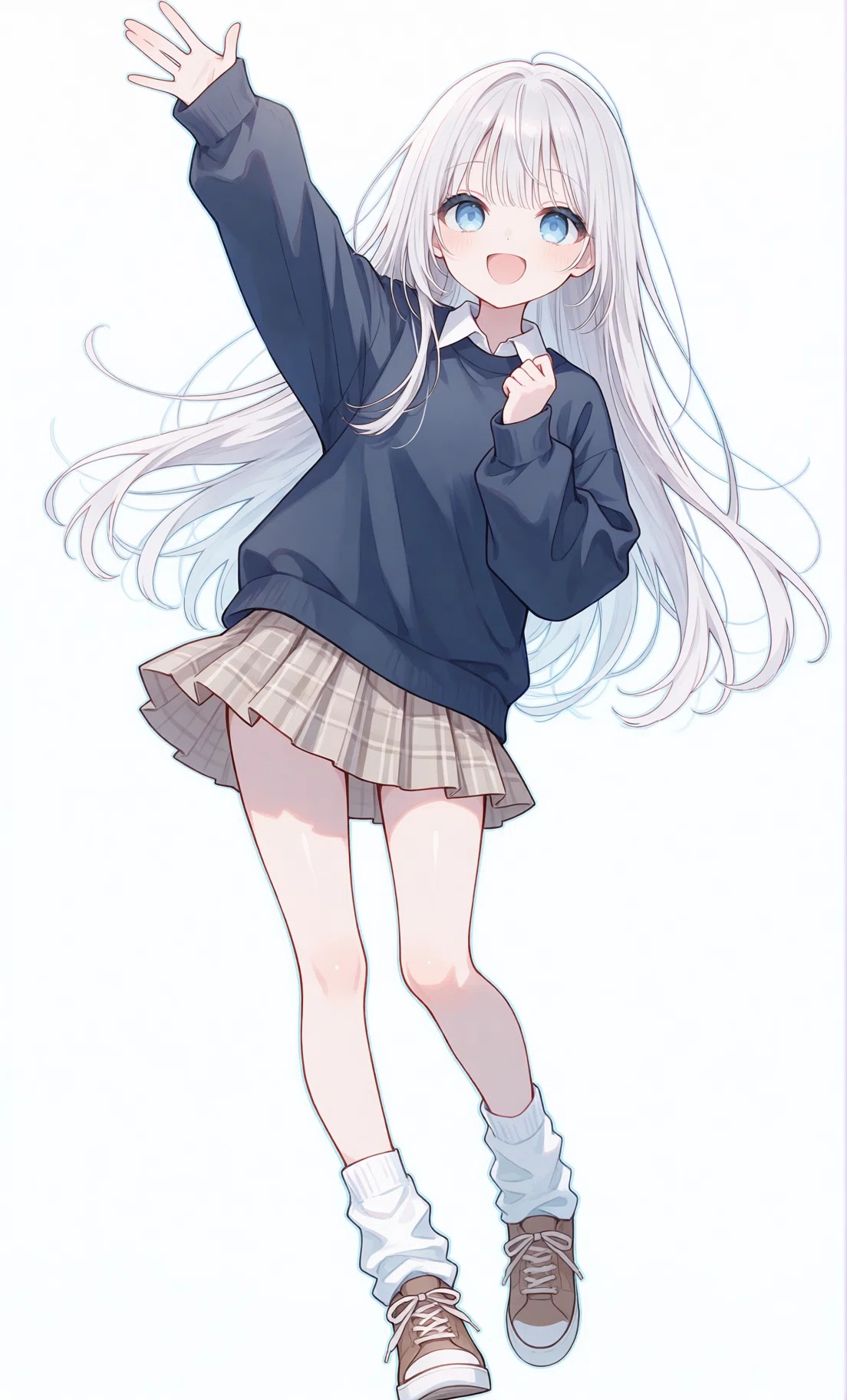 Pose Rasining Hand AI Standing Pose Collection | 6 Cute Full-Body Pose Prompts [PixAI ...