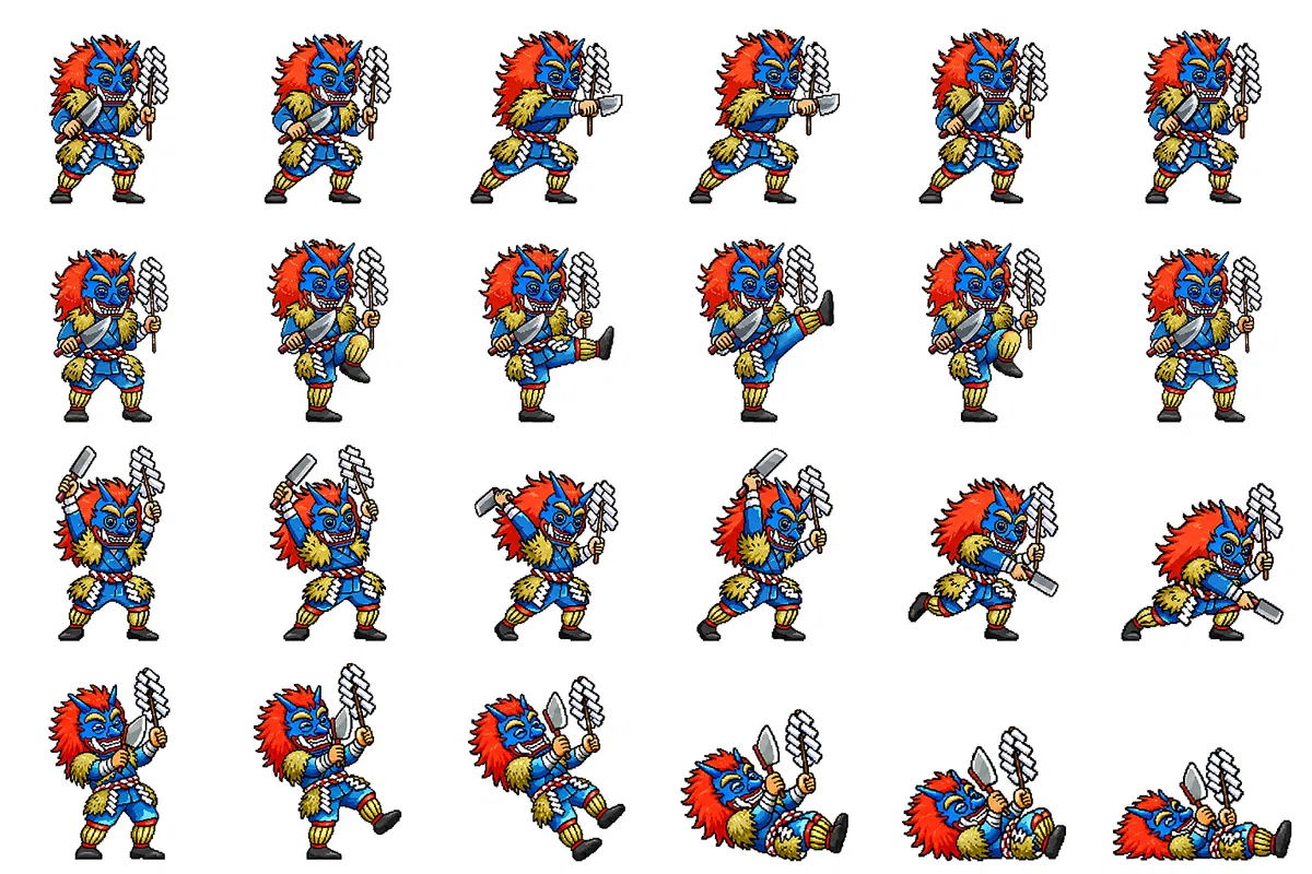 From One Standing Illustration to 12 Game Pixel Art Animations: The ...