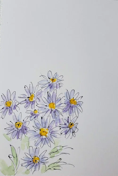 [October 10] Flower 🌸 Aster (Shion) 🌸 Illustration drawn in 5 minutes ...
