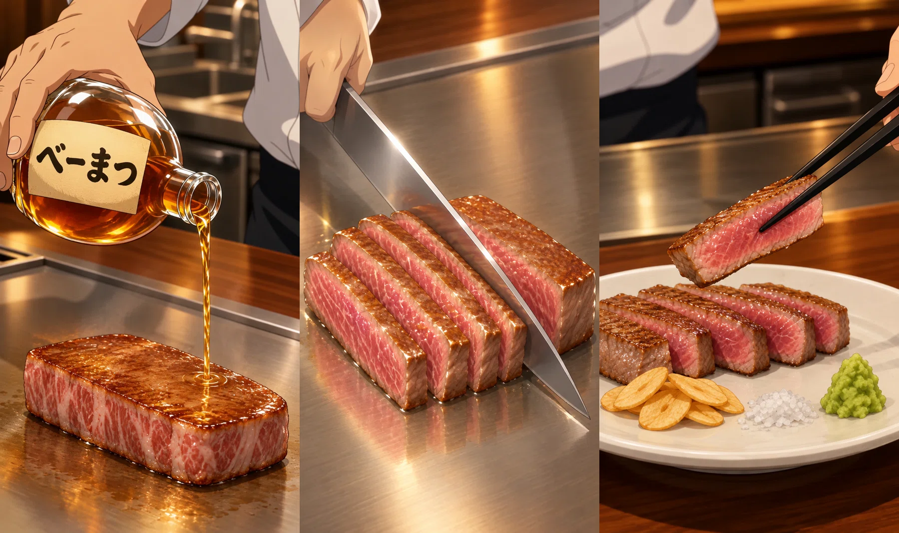 I made a 15-second animated Short of 'Kobe Beef Steak' using only AI｜ベーマツ