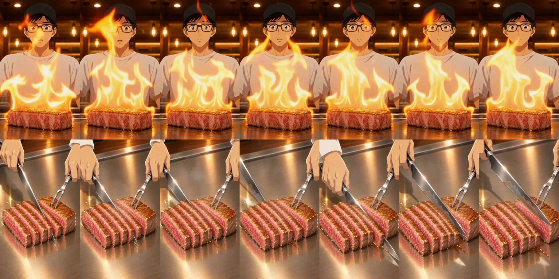 I made a 15-second animated Short of 'Kobe Beef Steak' using only AI｜ベーマツ