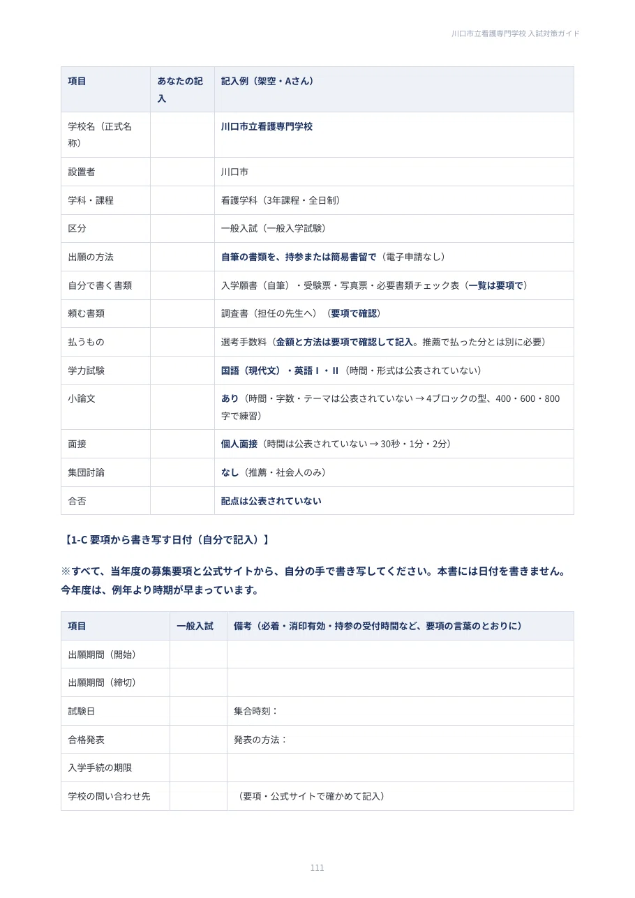 Test Corrections Example 【Kawaguchi City College of Nursing】 General Entrance Exam Preparation ...