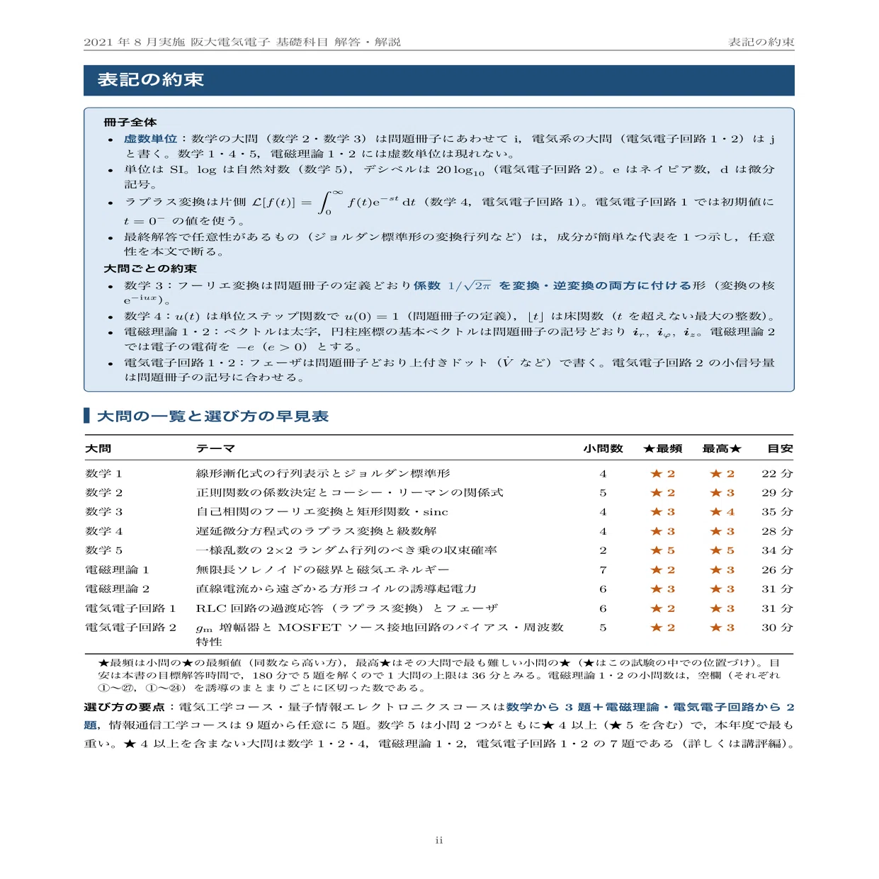 院試過去問】2021年度実施 大阪大学 電気電子情報通信工学専攻 解答