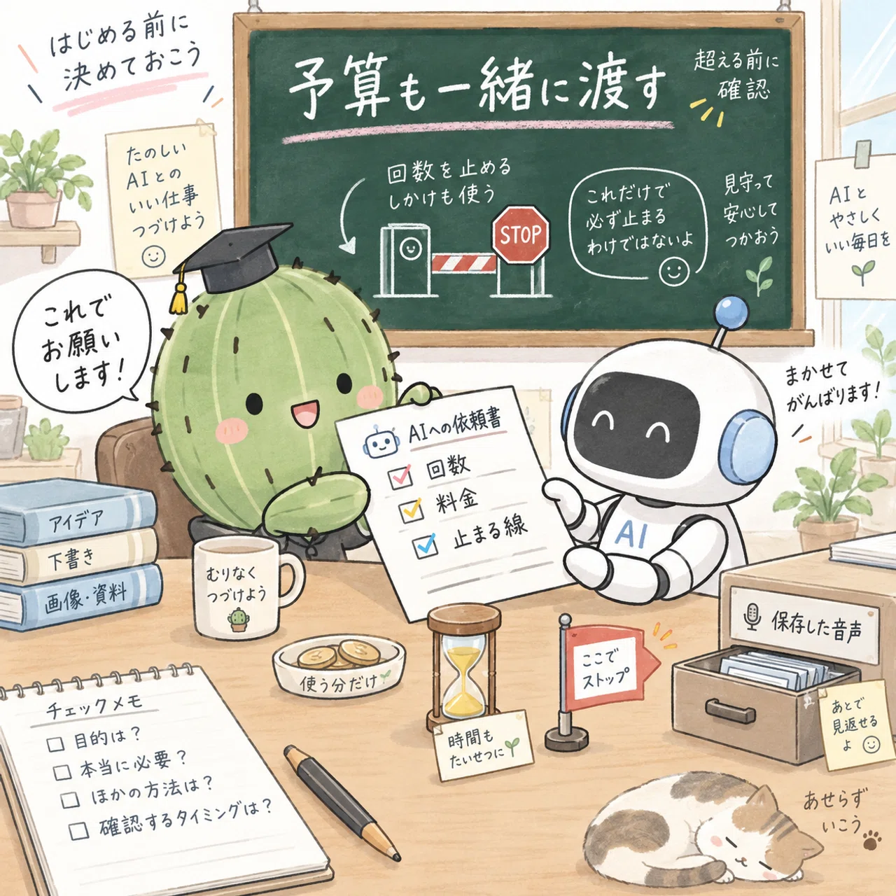 AIに作業を任せる前に、料金と回数の上限を決めて渡す