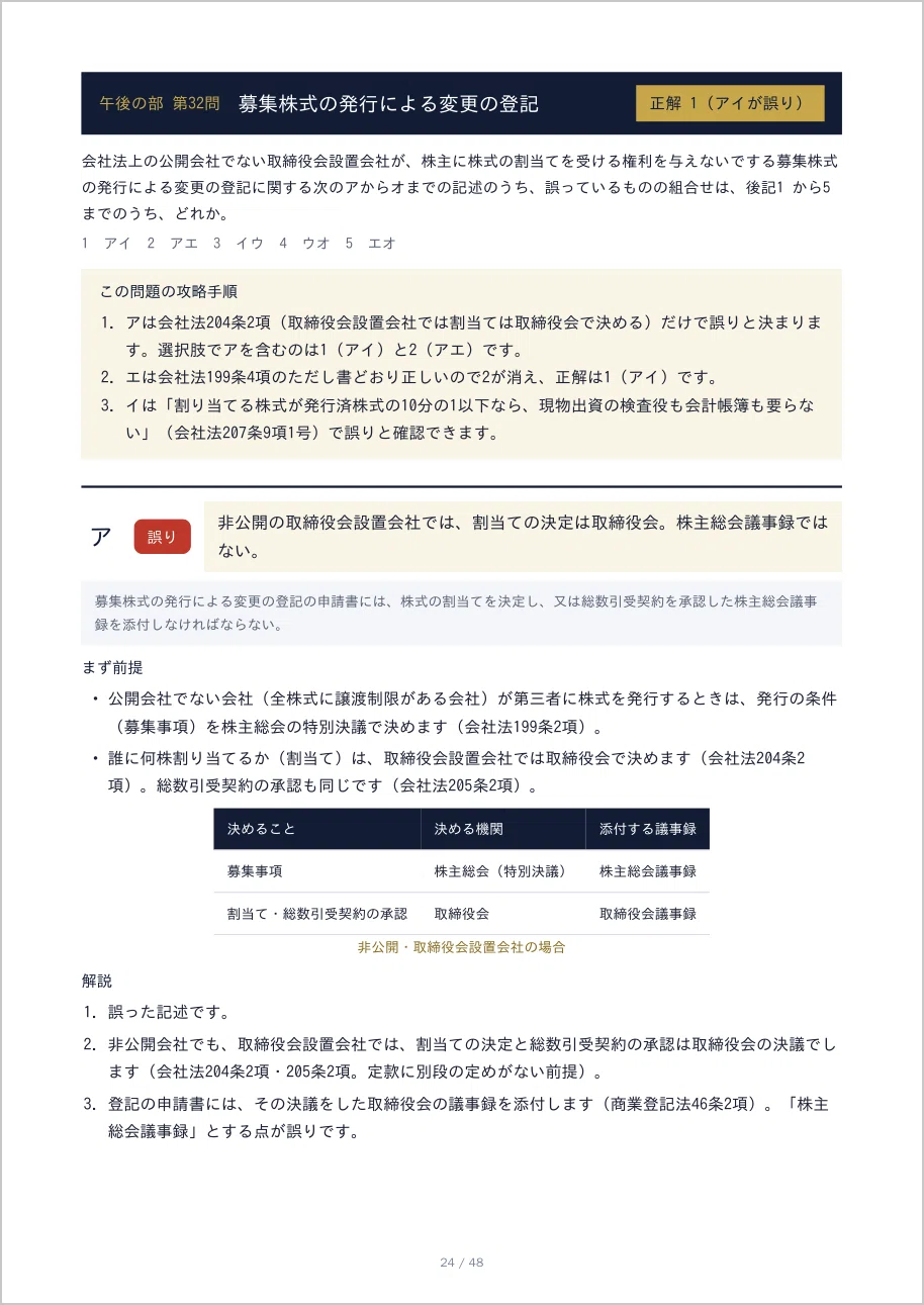 [FY2026 Judicial Scrivener Examination] Commercial Registration Law ...