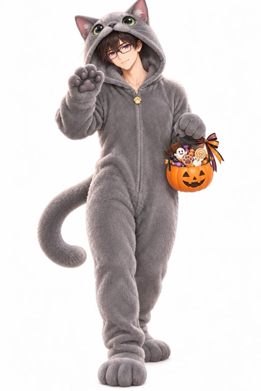 ニャンズ着ぐるみ🎃プロンプト【単色🤍🩶🖤ニャンズ🐾バージョン