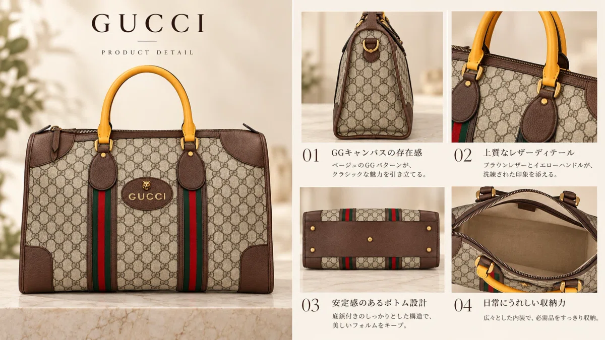 旅に出たくなるバッグには、理由がある。」GUCCI ボストンバッグが大人