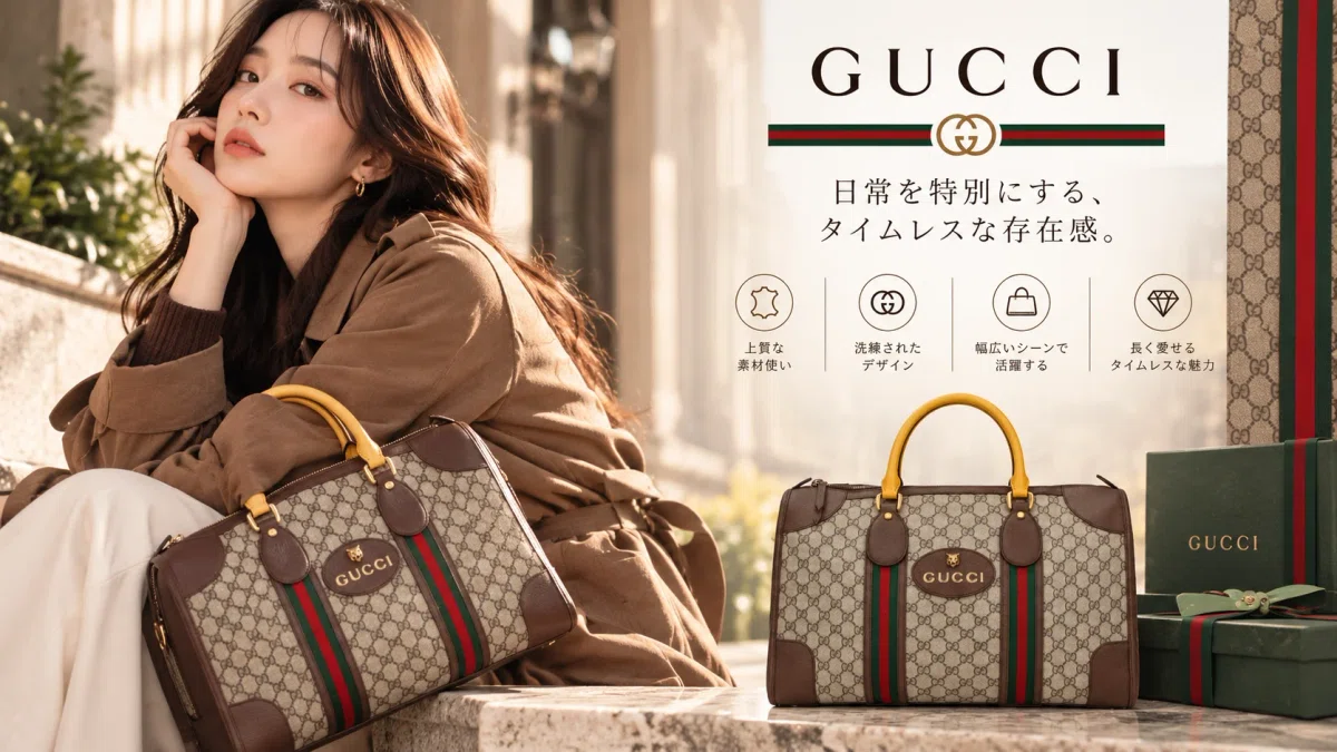 旅に出たくなるバッグには、理由がある。」GUCCI ボストンバッグが大人