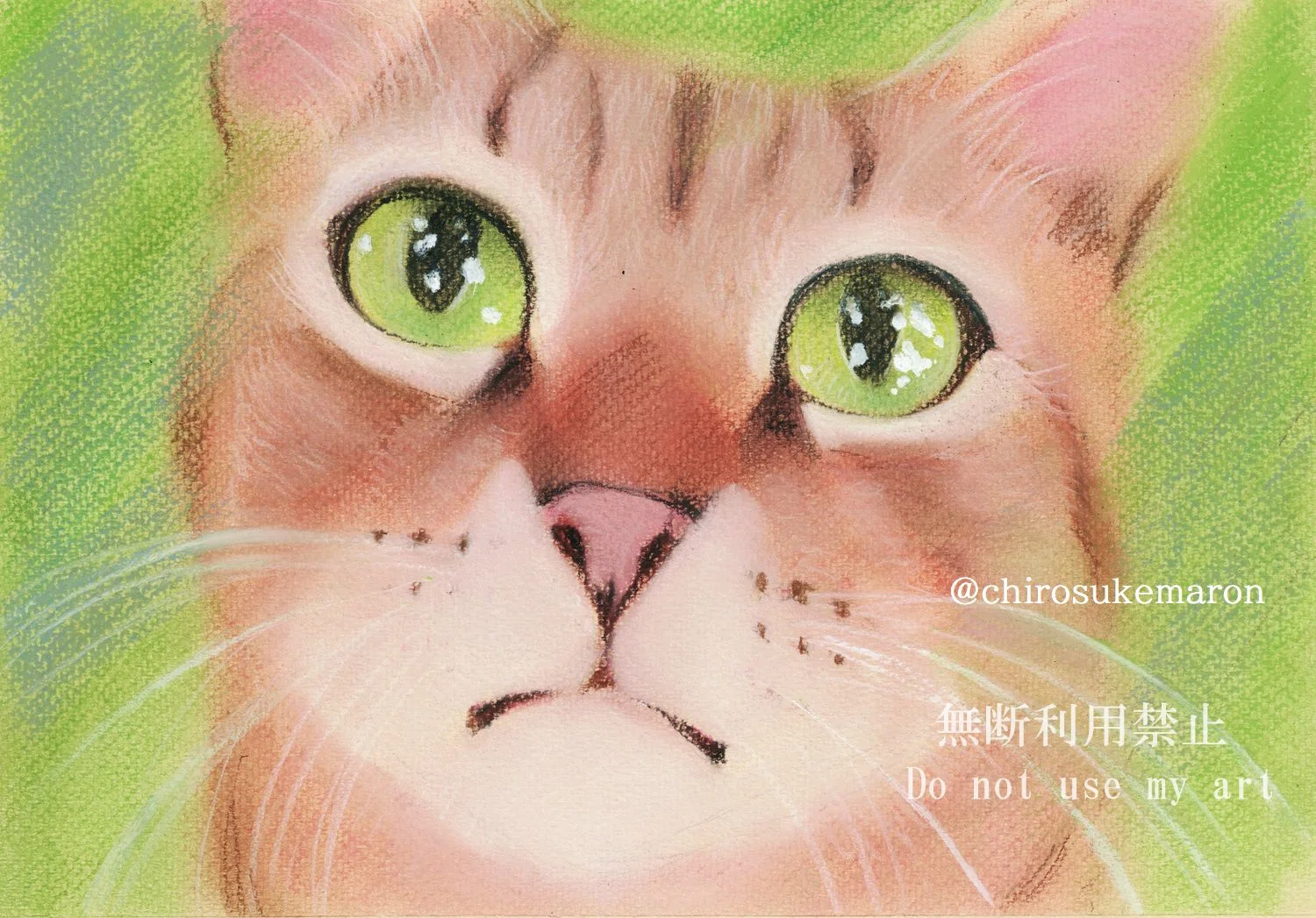 パステル画のねこ その二 とお届け物｜ちろ