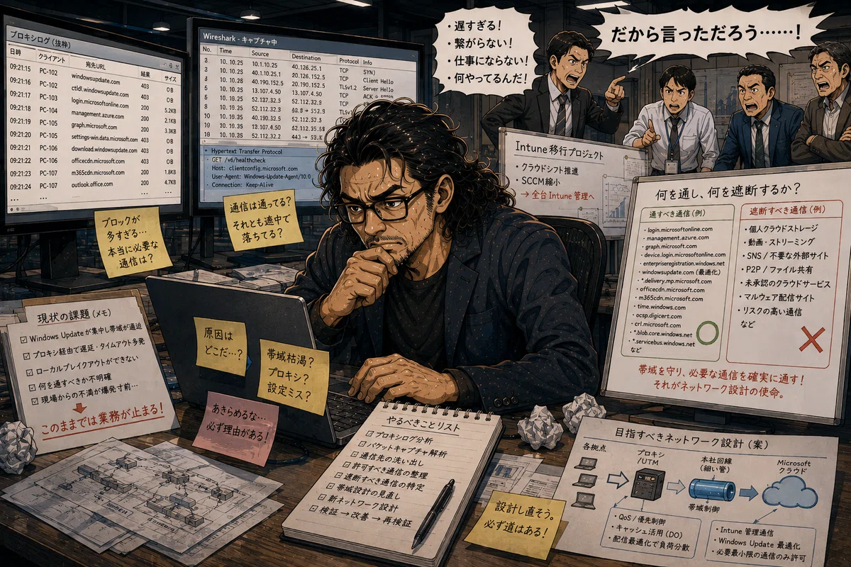 Intune 분투기 ①[전편] 네트워크 대역폭 붕괴의 공포와 폐쇄망 프록시라는 보이지 않는 벽｜Nonsan