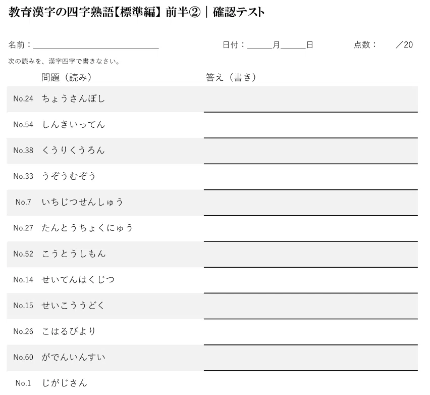 193 Carefully Selected Four-Character Idioms | Kanji Study Material for ...